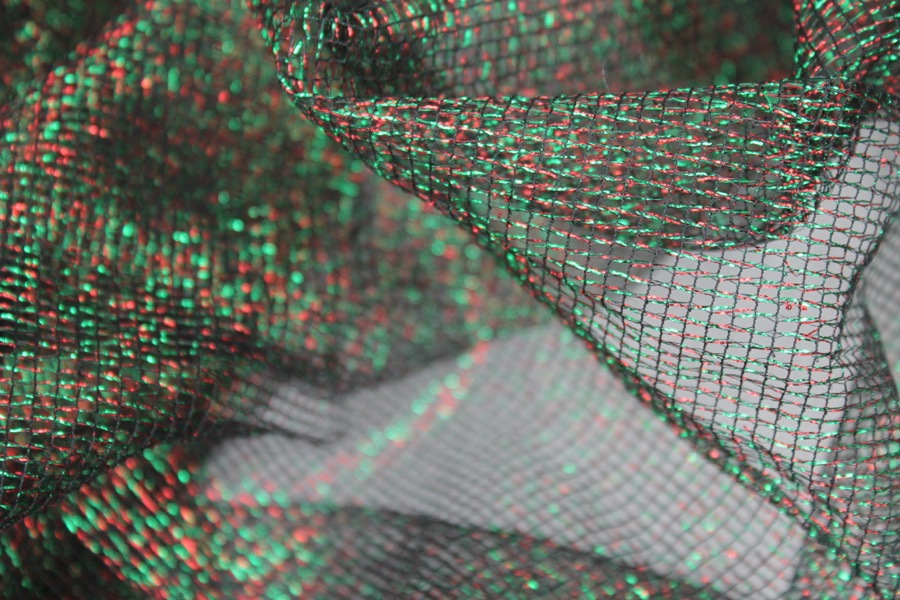 Red and Green Lurex Mesh fabric