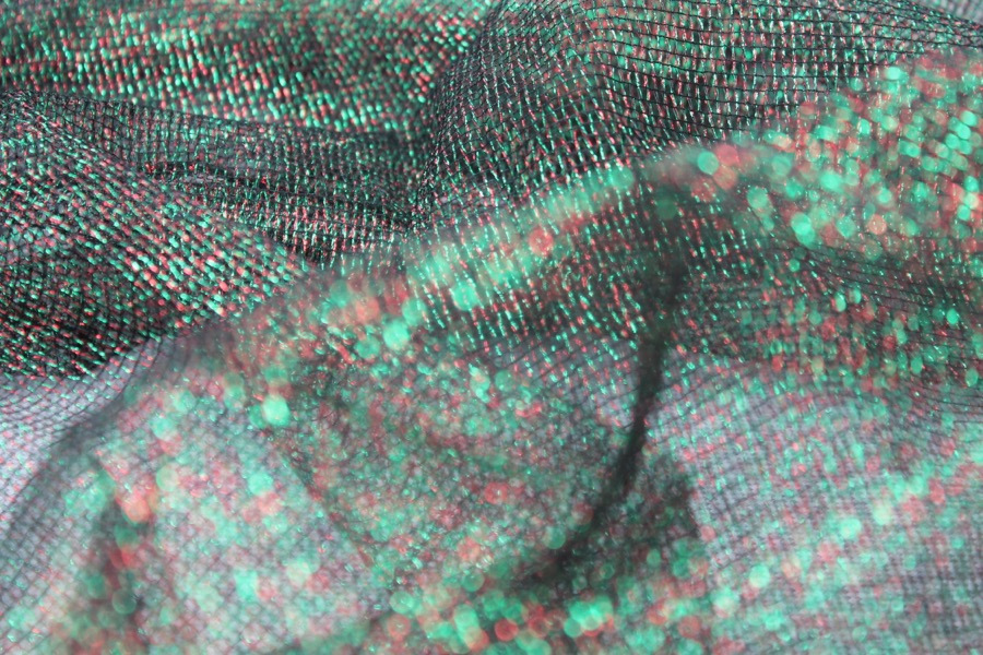 Red and Green Lurex Mesh fabric, image 6 of 9