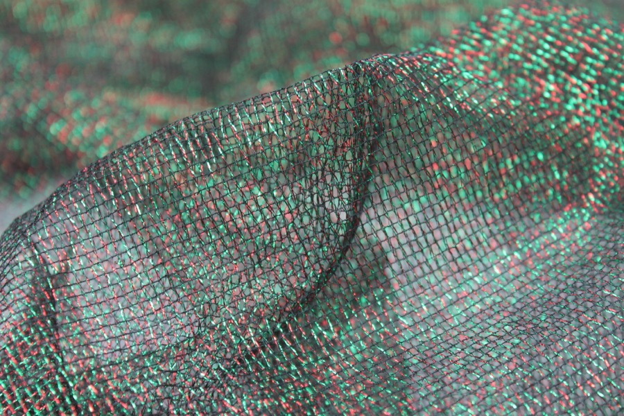 Red and Green Lurex Mesh fabric, image 2 of 9