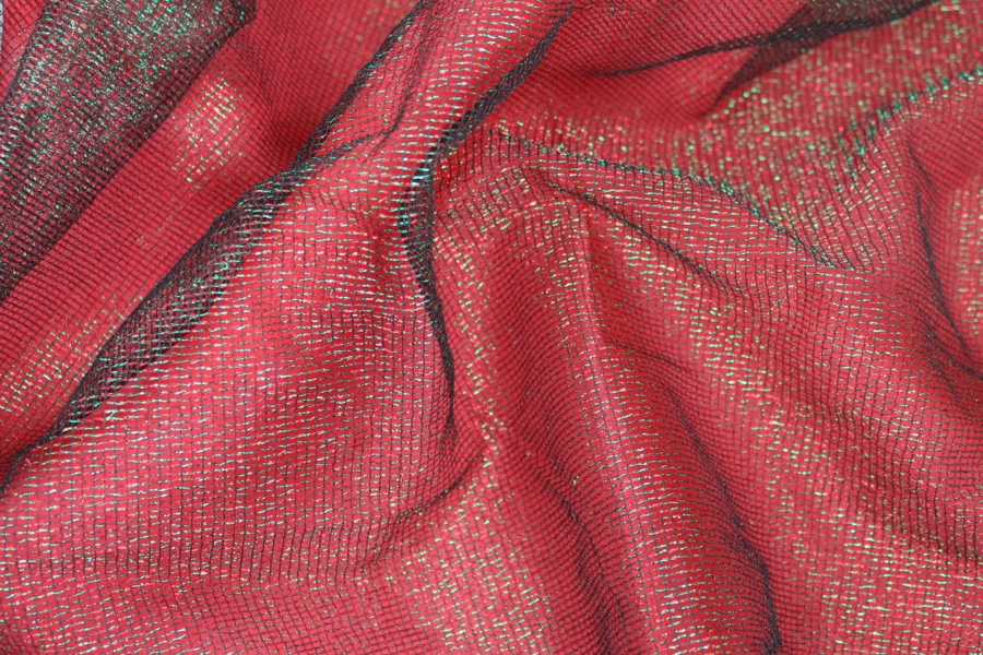 Red and Green Lurex Mesh fabric, image 7 of 9