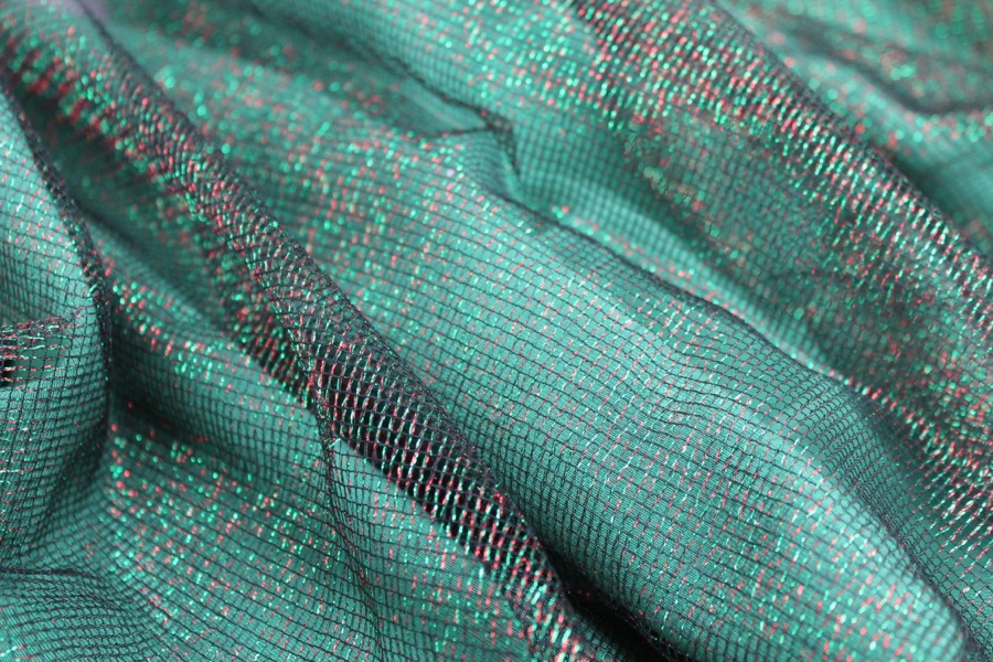Red and Green Lurex Mesh fabric, image 8 of 9