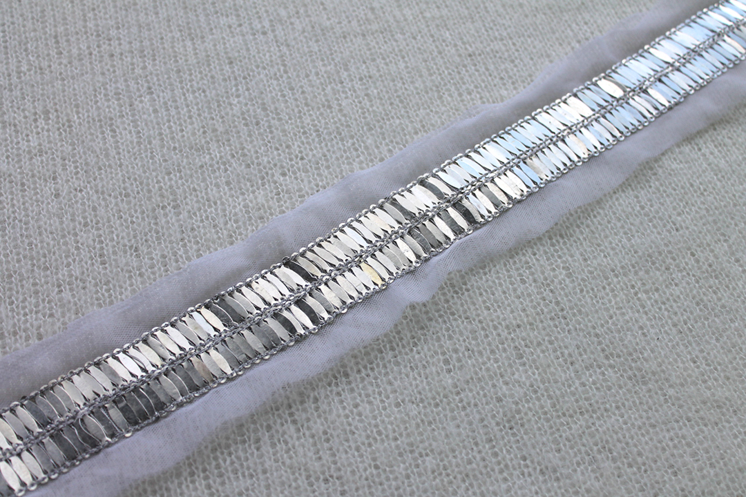 Metal Ellipse Sequin Trim - Double Row Silver, image 2 of 4
