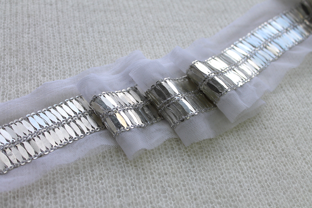 Metal Ellipse Sequin Trim - Double Row Silver