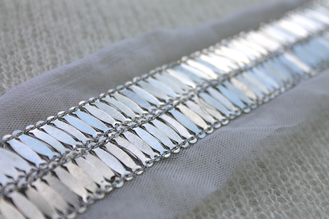 Metal Ellipse Sequin Trim - Double Row Silver, image 4 of 4