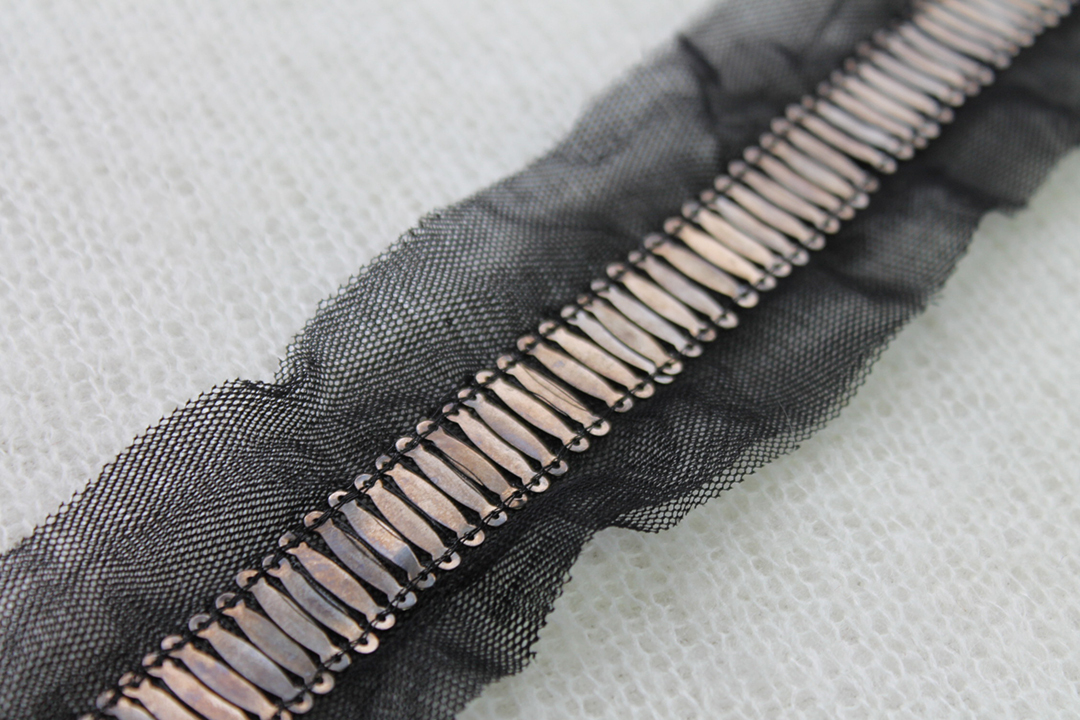Metal Ellipse Sequin Trim - Single Row Antique Black, image 2 of 4