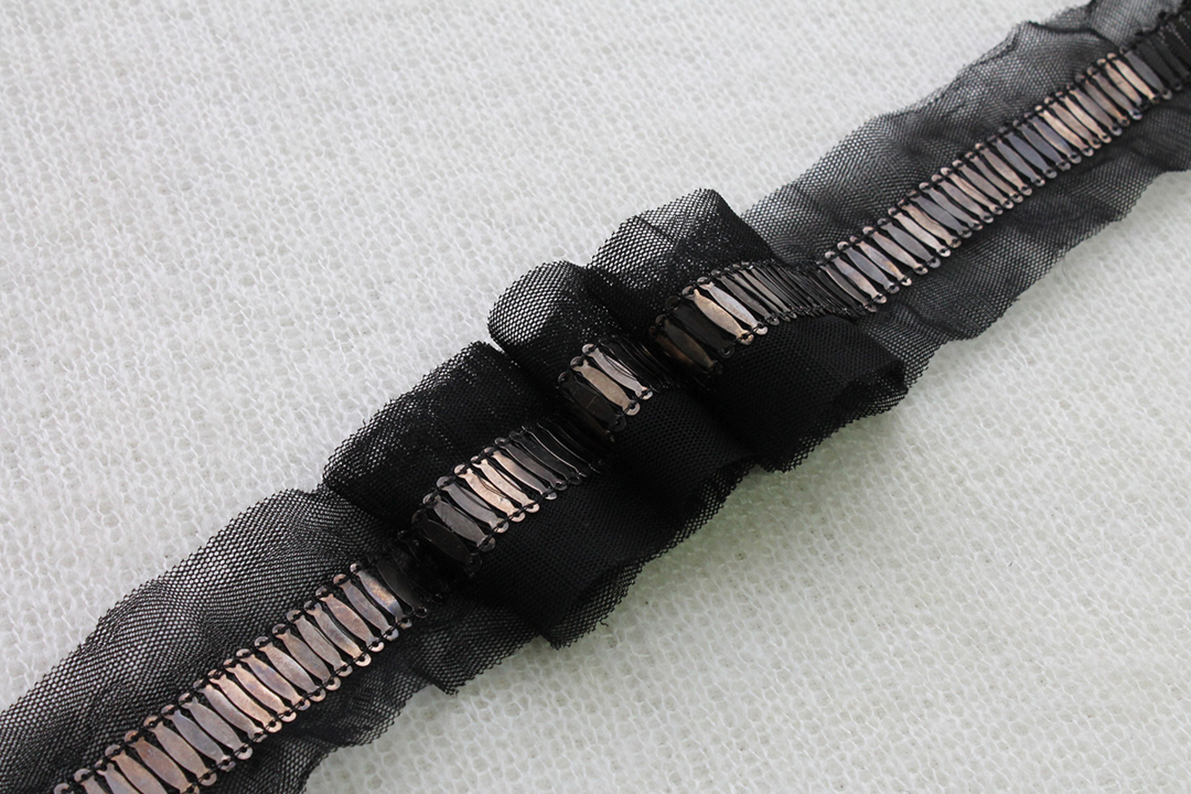 Metal Ellipse Sequin Trim - Single Row Antique Black