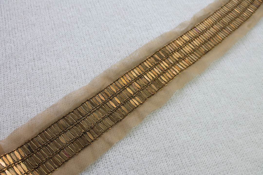 Metal Ellipse Sequin Trim - Triple Row Bright Gold, image 3 of 4