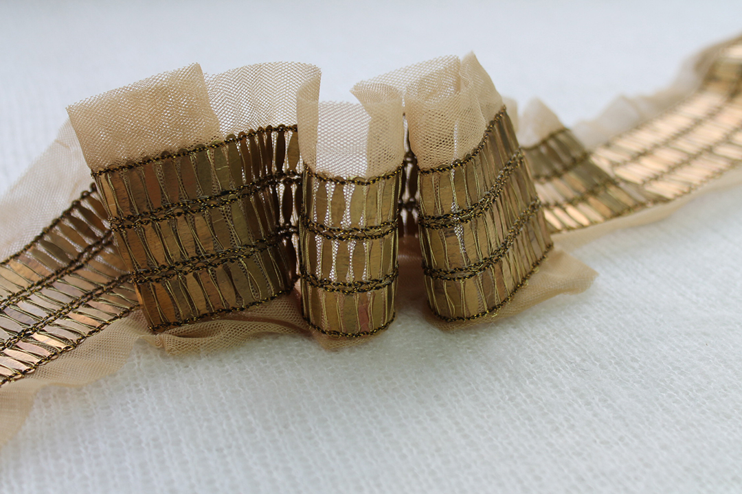 Metal Ellipse Sequin Trim - Triple Row Bright Gold, image 4 of 4