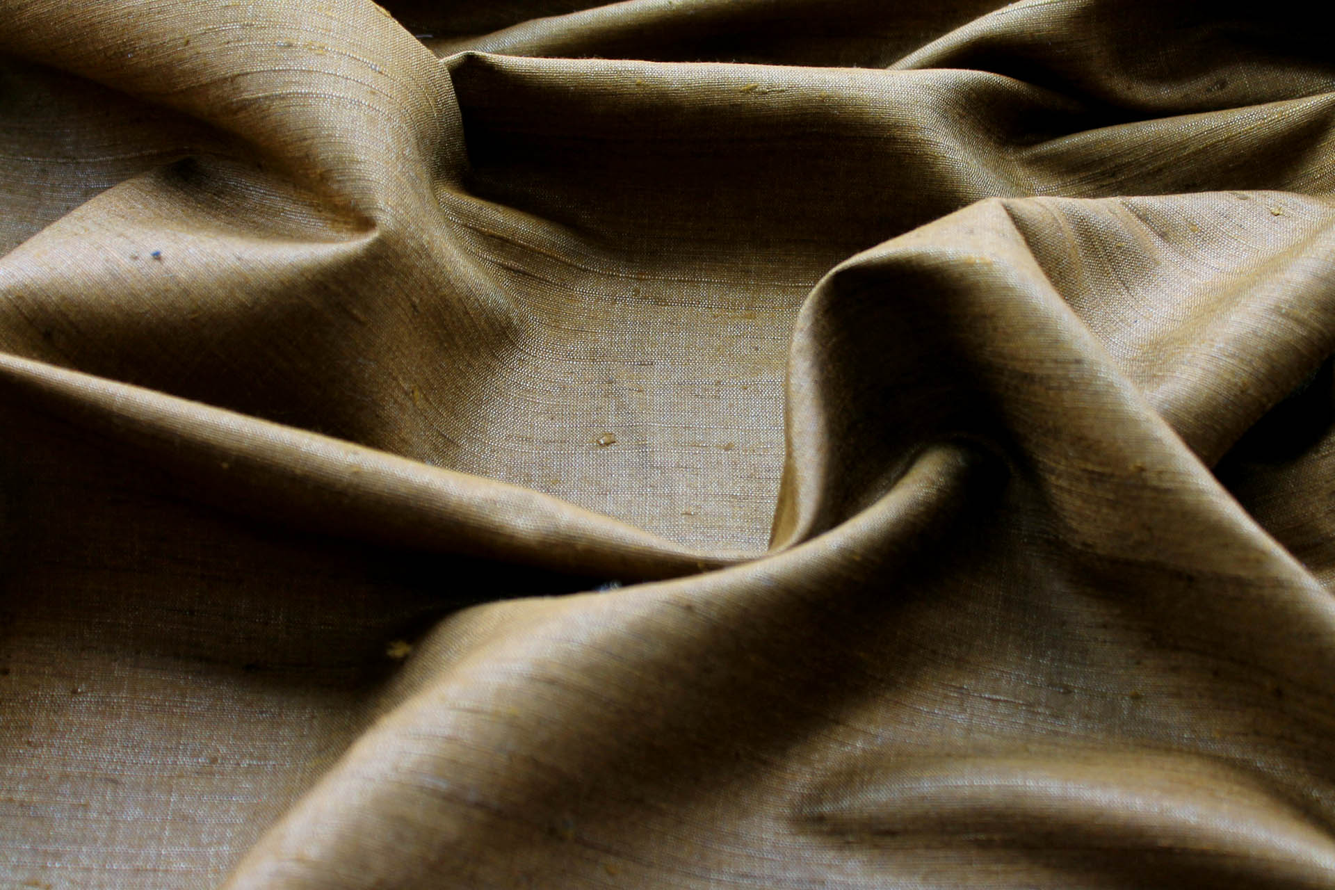 Golden Brown Textured Raw Silk fabric, image 2 of 5