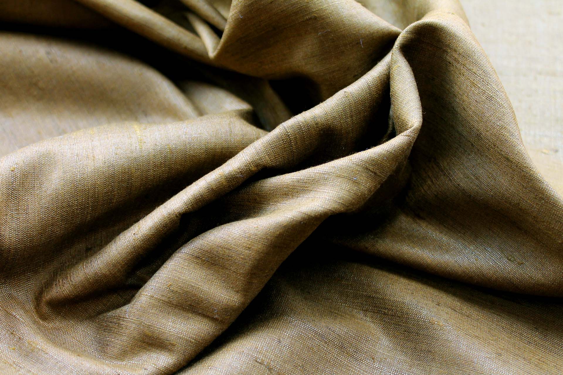Golden Brown Textured Raw Silk fabric, image 4 of 5