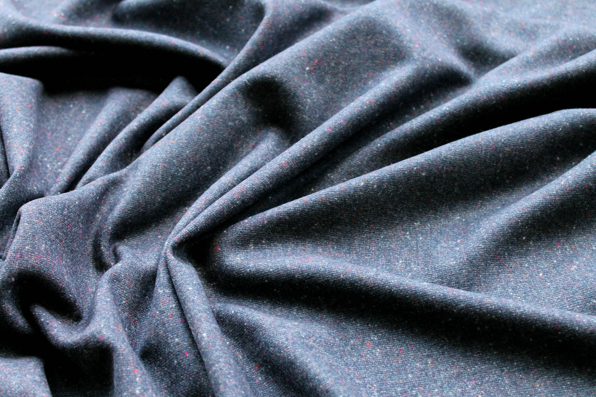 Silk and Wool Mix Tweed - Navy fabric, image 3 of 6