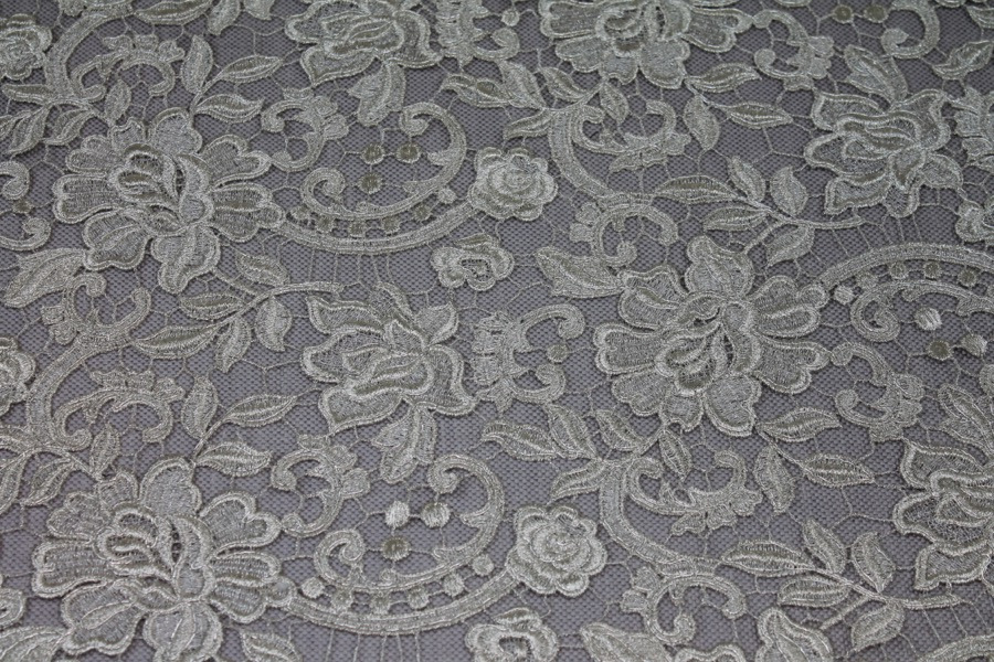 Guipure Lace - Floral Corded - Pale Gold fabric, image 4 of 9