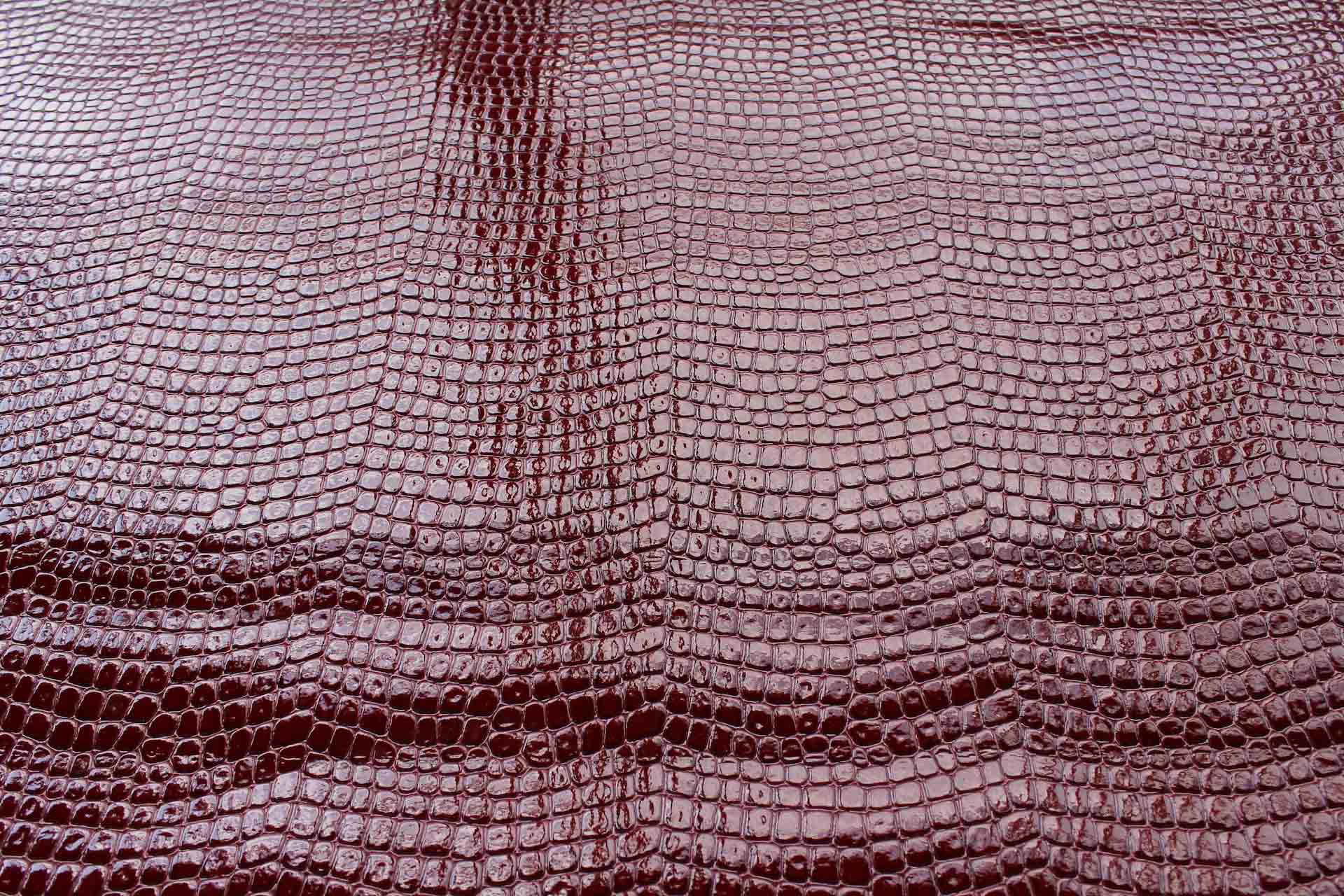 Wine Red Embossed Crocodile Leatherette fabric, image 2 of 6