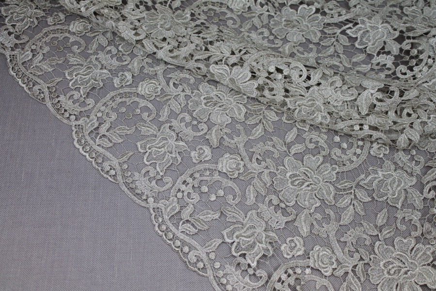 Guipure Lace - Floral Corded - Pale Gold fabric, image 6 of 9