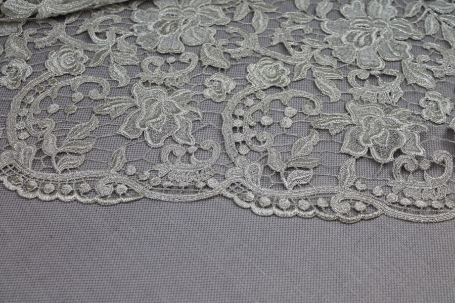 Guipure Lace - Floral Corded - Pale Gold fabric, image 7 of 9