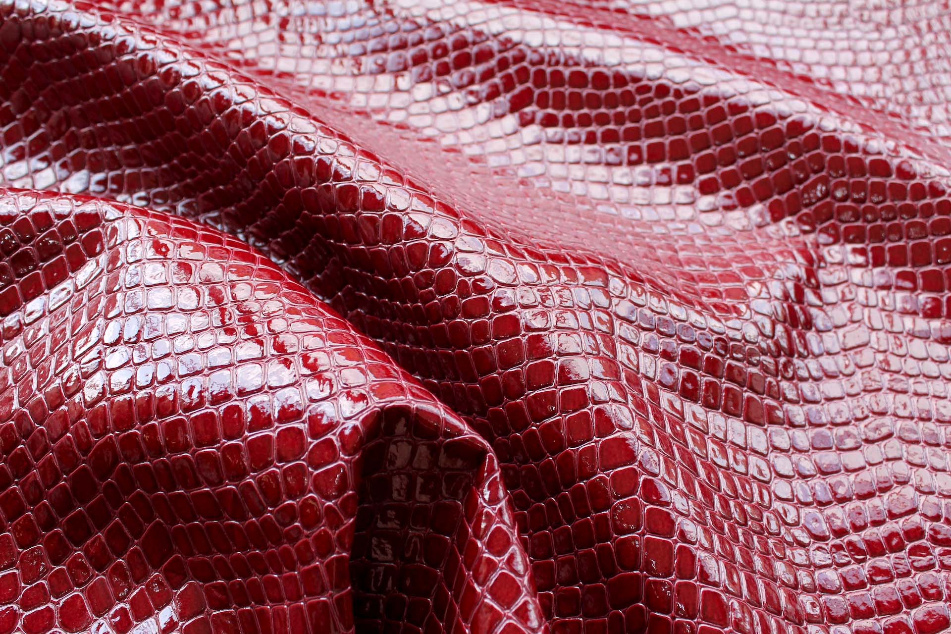 Wine Red Embossed Crocodile Leatherette fabric, image 5 of 6