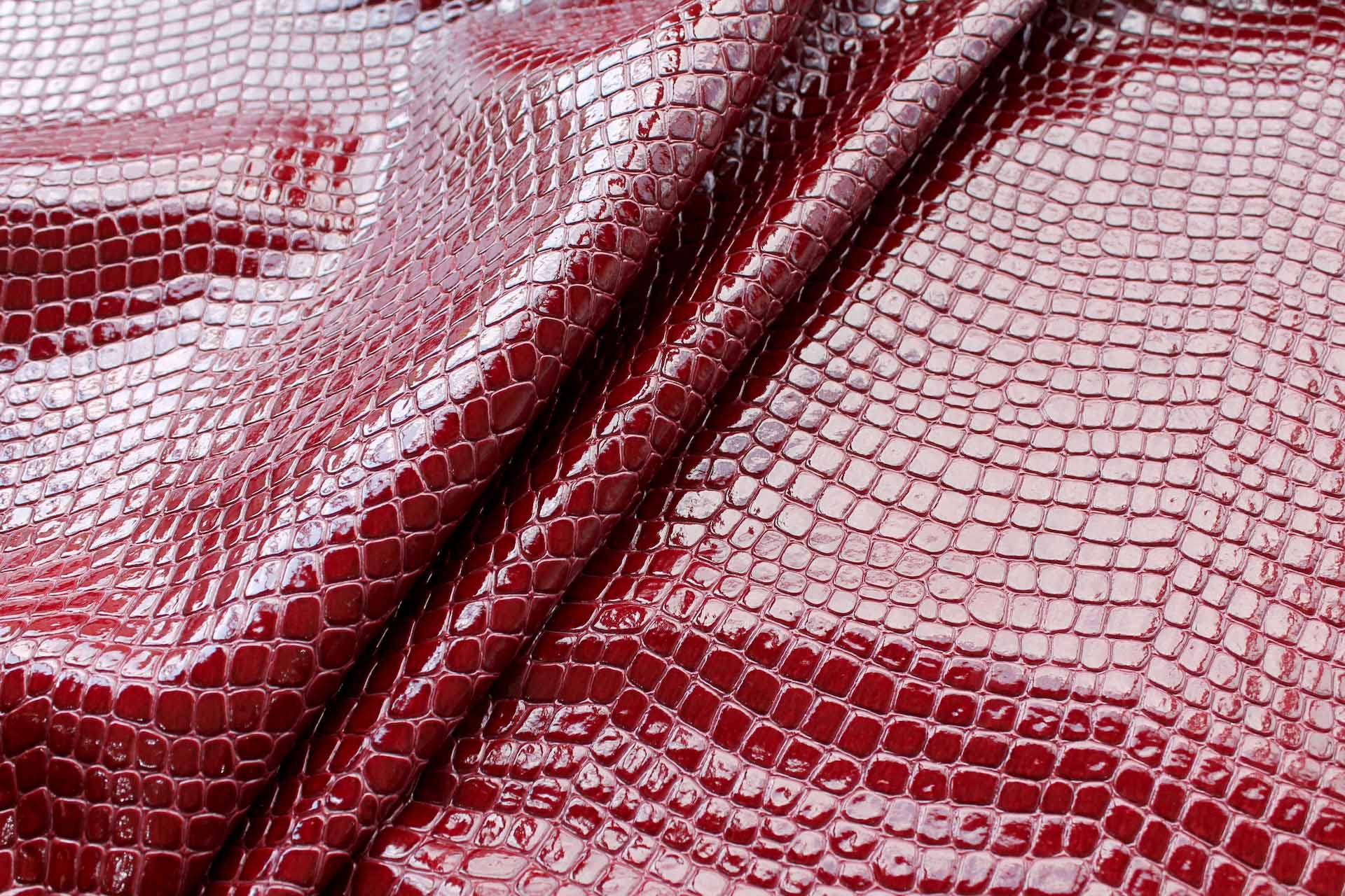 Wine Red Embossed Crocodile Leatherette fabric