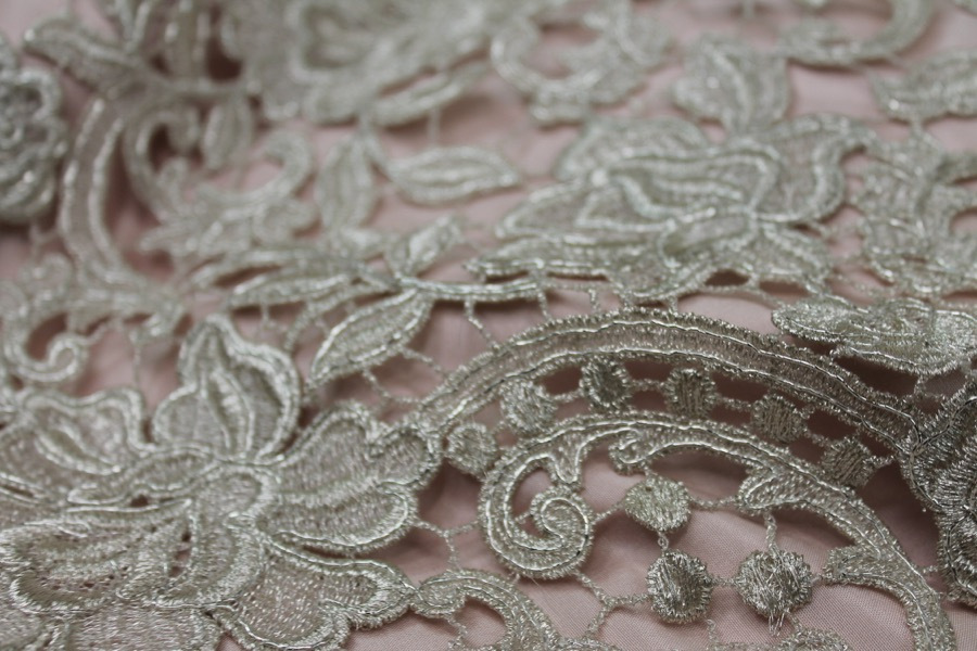 Guipure Lace - Floral Corded - Pale Gold fabric, image 9 of 9