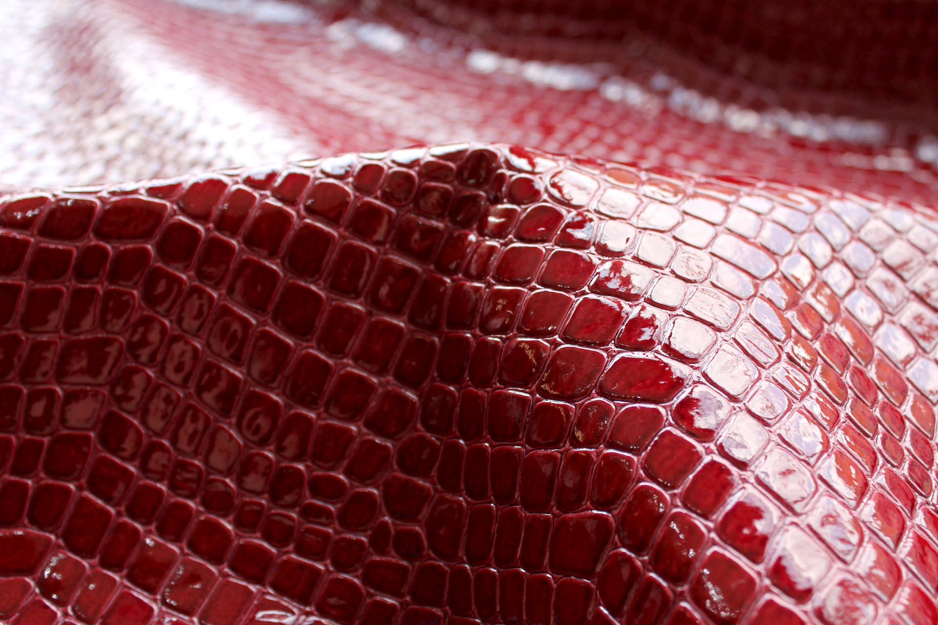 Wine Red Embossed Crocodile Leatherette fabric, image 6 of 6