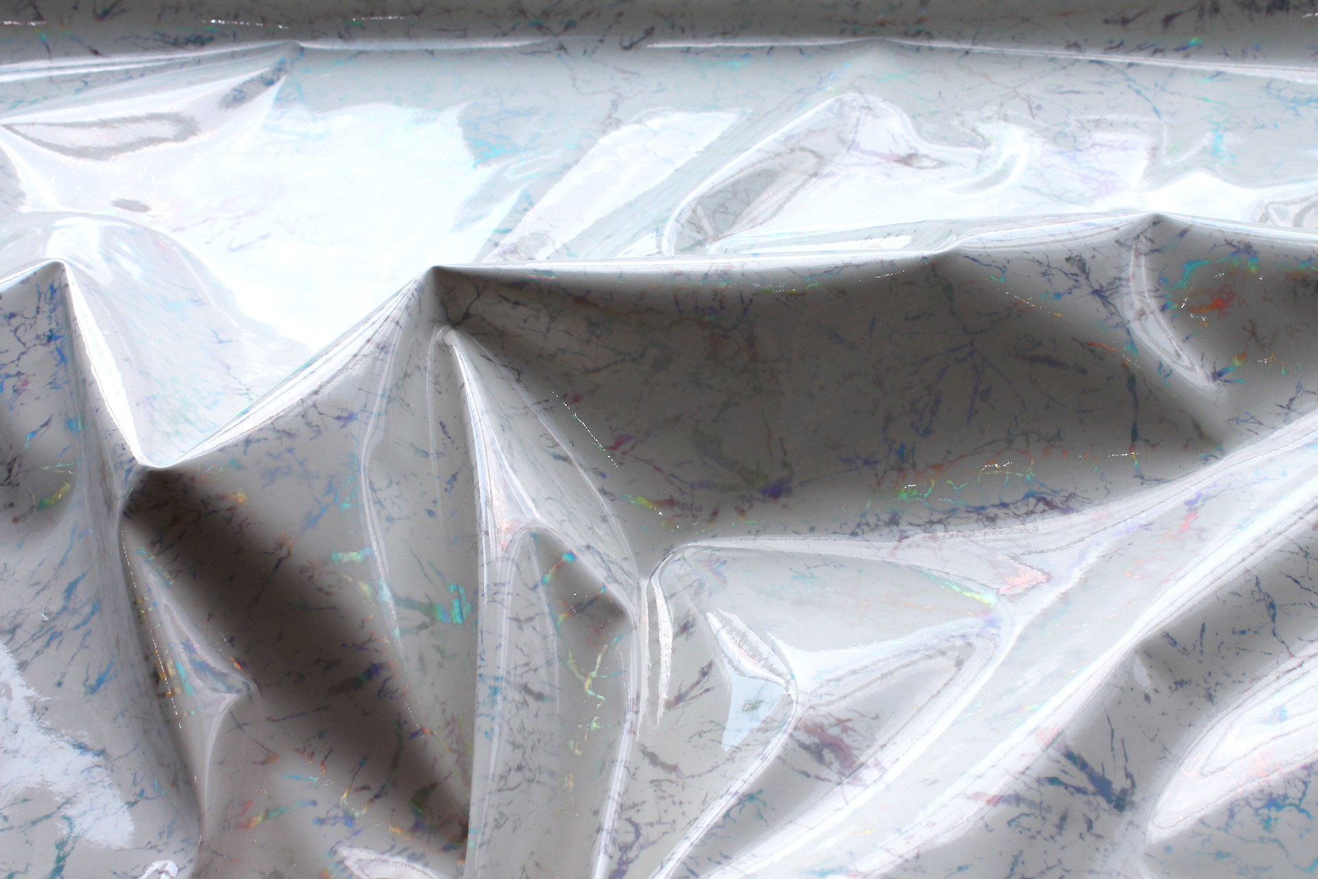Off White Holographic Speckled Glossy Leatherette fabric, image 2 of 6