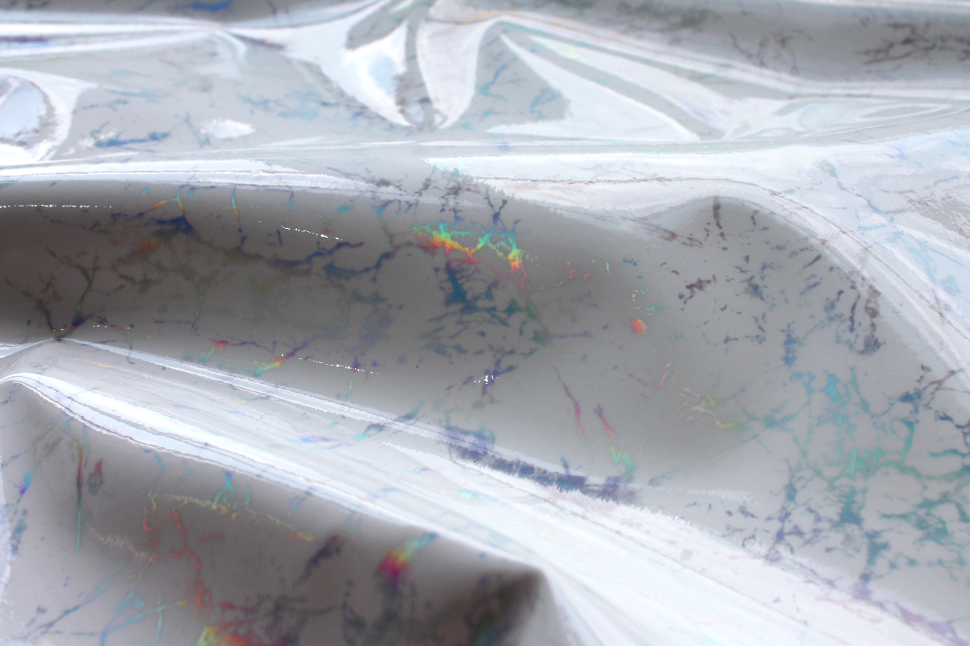 Off White Holographic Speckled Glossy Leatherette fabric