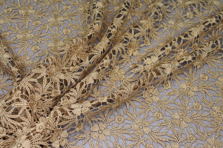 Guipure Lace - Daisy - Gold fabric, image 3 of 11