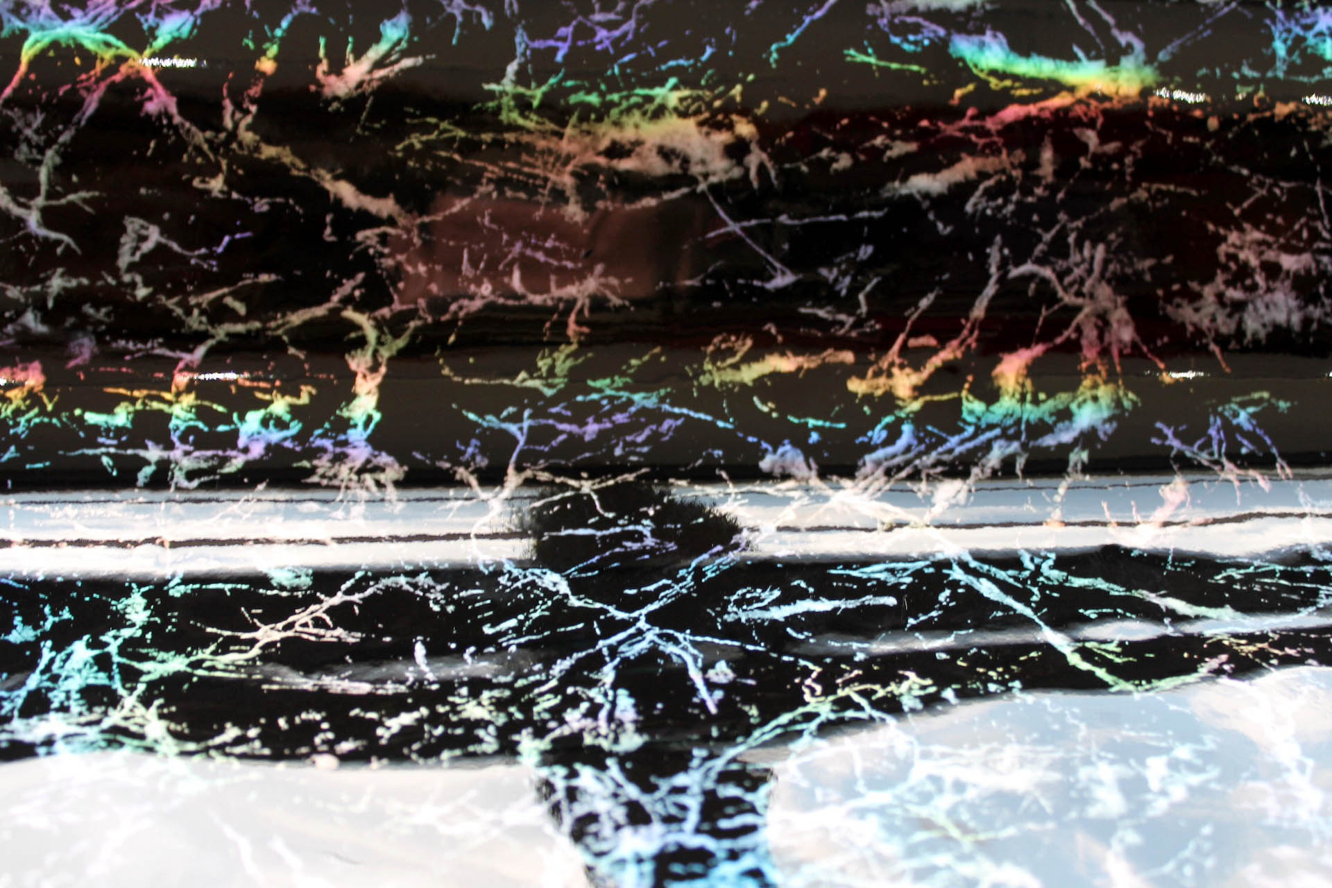 Black Holographic Speckled Glossy Leatherette fabric, image 3 of 6