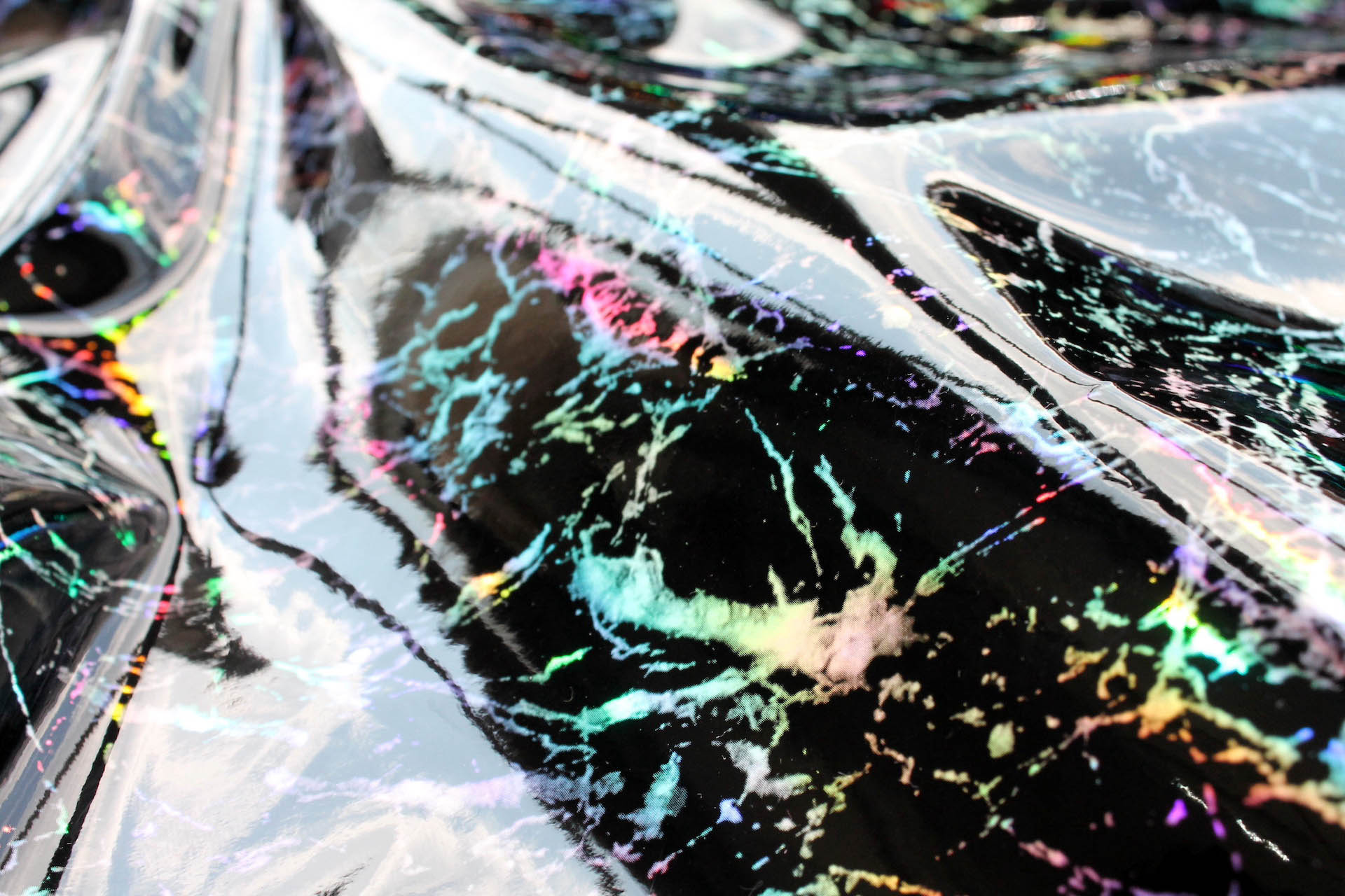 Black Holographic Speckled Glossy Leatherette fabric, image 5 of 6