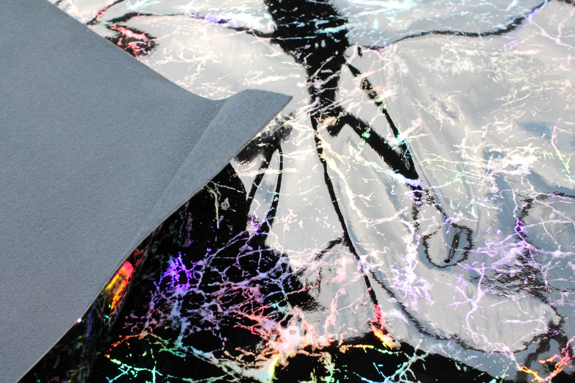 Black Holographic Speckled Glossy Leatherette fabric, image 6 of 6