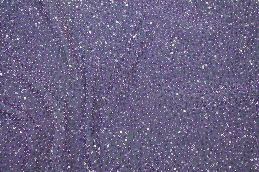 Purple Silk with Purple Pearls and Iridescent Purple Sequins fabric, image 7 of 7