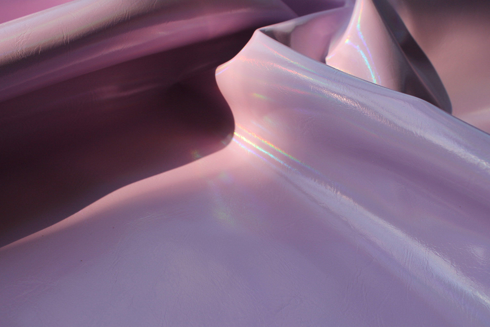 Pale Pink Holographic Glossy Leatherette fabric, image 3 of 5