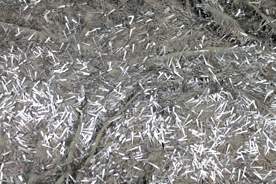 Silver Teardrop Sequin On Silk Georgette fabric, image 2 of 7