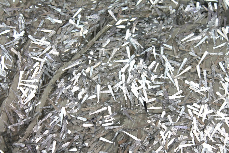 Silver Teardrop Sequin On Silk Georgette fabric, image 6 of 7
