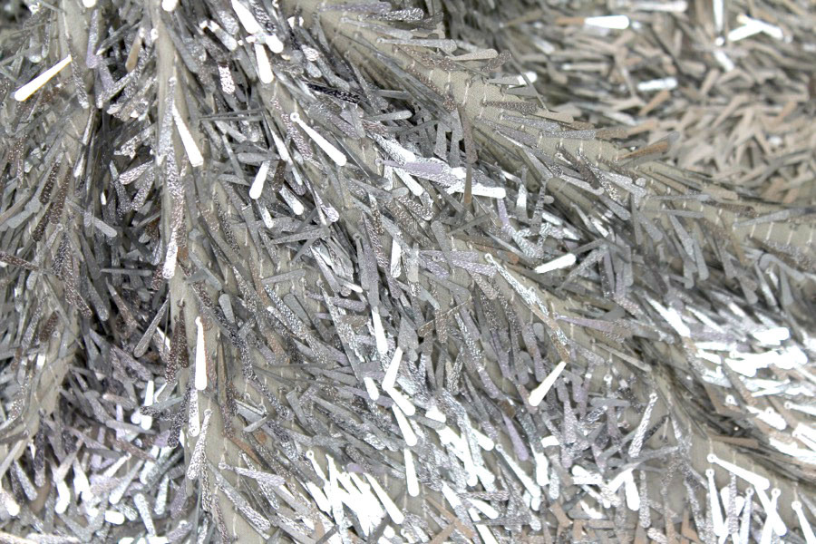 Silver Teardrop Sequin On Silk Georgette fabric, image 5 of 7