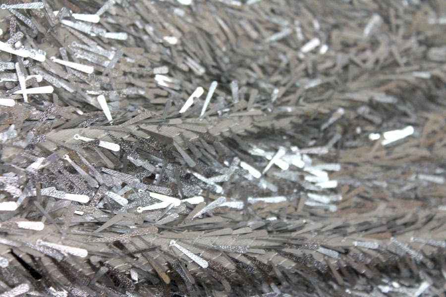 Silver Teardrop Sequin On Silk Georgette fabric, image 3 of 7
