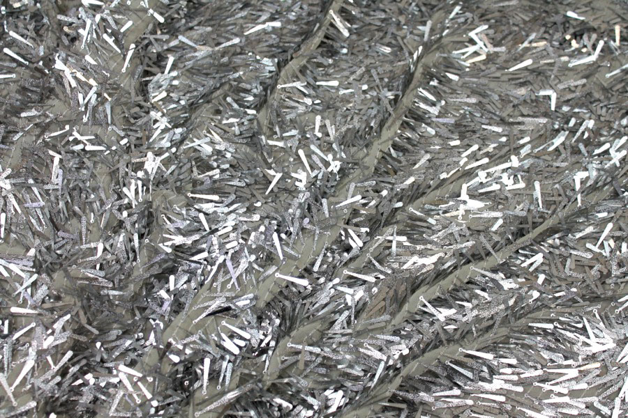 Silver Teardrop Sequin On Silk Georgette fabric, image 4 of 7