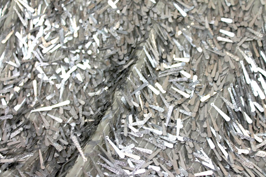 Silver Teardrop Sequin On Silk Georgette fabric, image 7 of 7