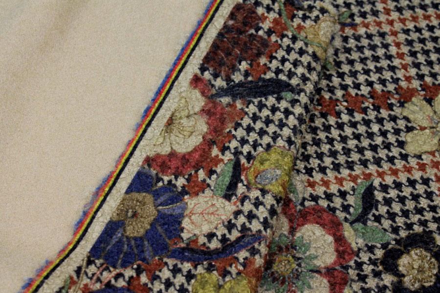 Floral Houndstooth Printed Loop-back Fleece - Camel fabric, image 6 of 8
