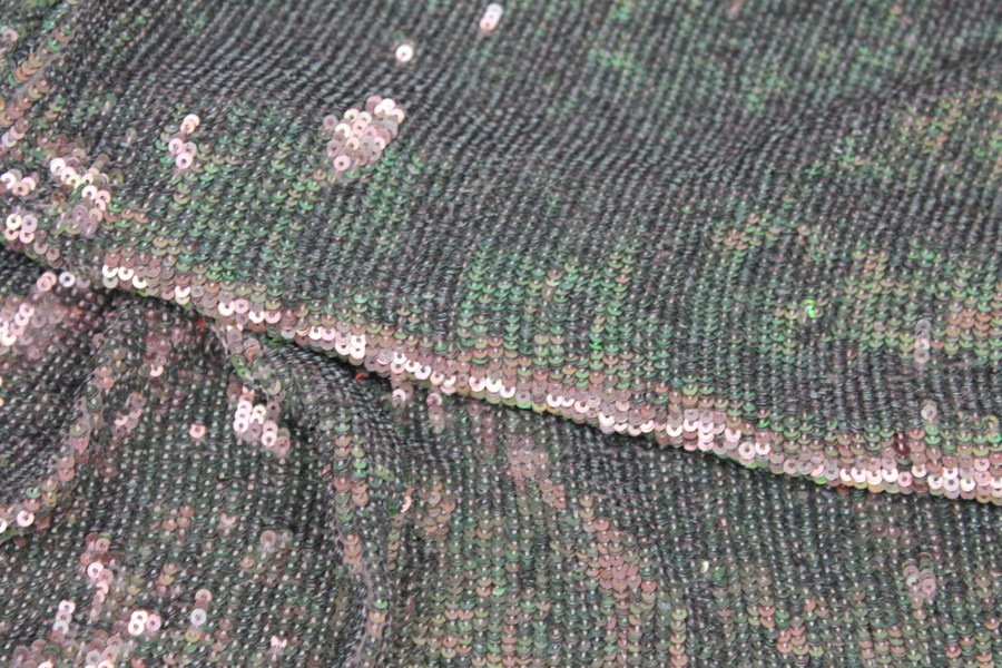 Overlapping Micro Sequin On Silk Chiffon - Iridescent Mauve fabric, image 5 of 6
