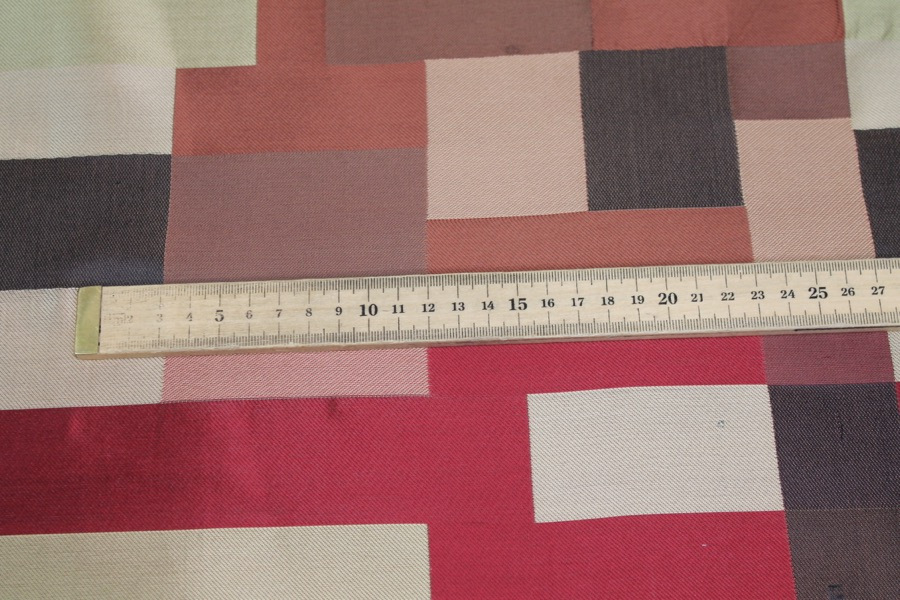 Geometric Red, Gold and Brown Poly Brocade fabric, image 5 of 9