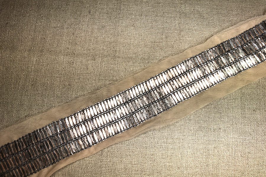 Metal Ellipse Sequin Trim - Triple Row Antique Gold, image 2 of 5