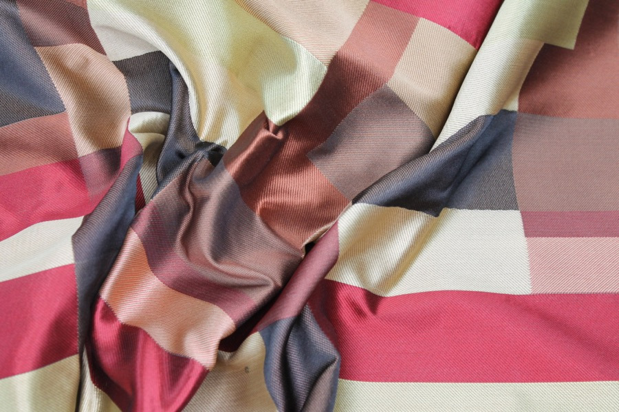 Geometric Red, Gold and Brown Poly Brocade fabric, image 6 of 9