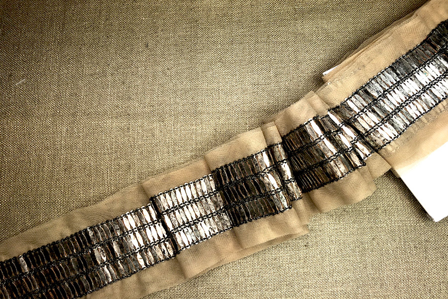 Metal Ellipse Sequin Trim - Triple Row Antique Gold, image 3 of 5