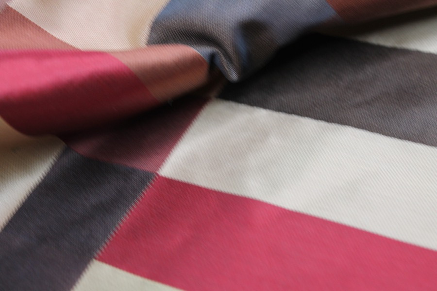 Geometric Red, Gold and Brown Poly Brocade fabric, image 8 of 9