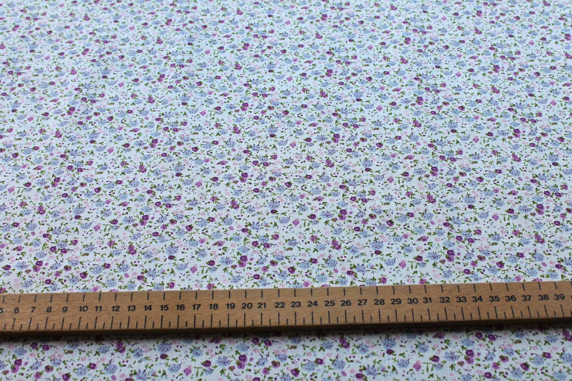 Printed Cotton Lawn - Pink, Purple and Green on Off White fabric, image 2 of 5