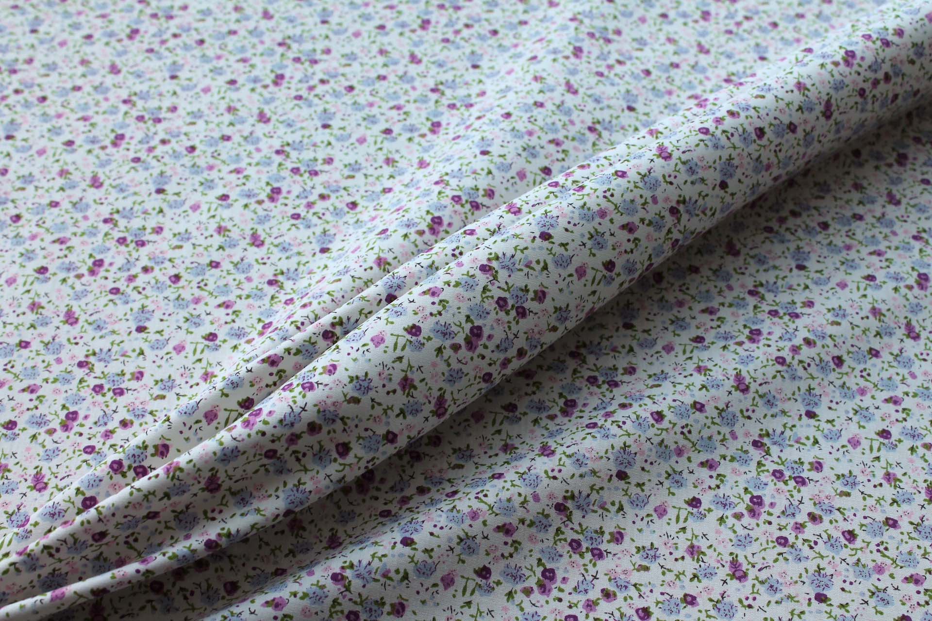 Printed Cotton Lawn - Pink, Purple and Green on Off White fabric, image 3 of 5
