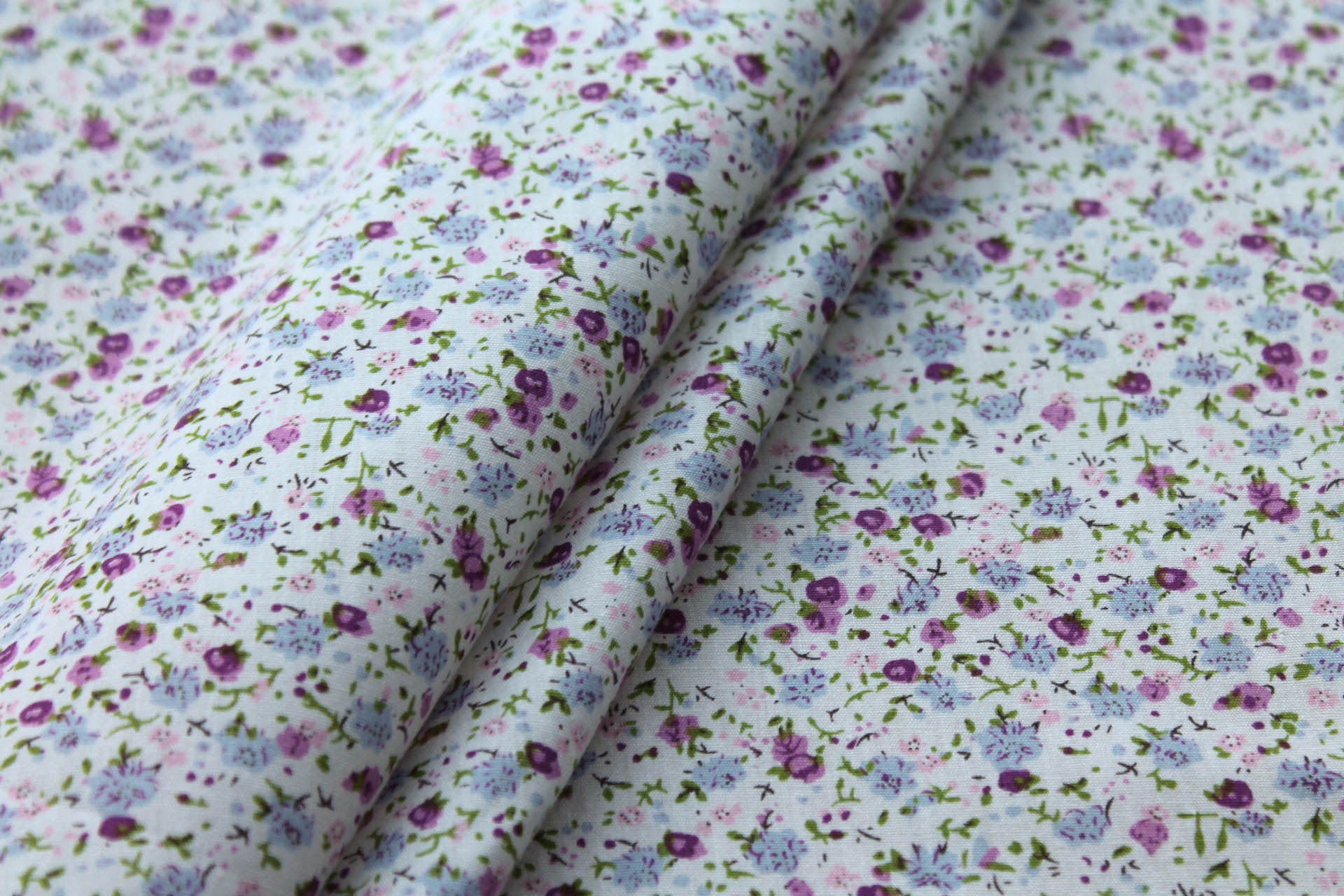 Printed Cotton Lawn - Pink, Purple and Green on Off White fabric