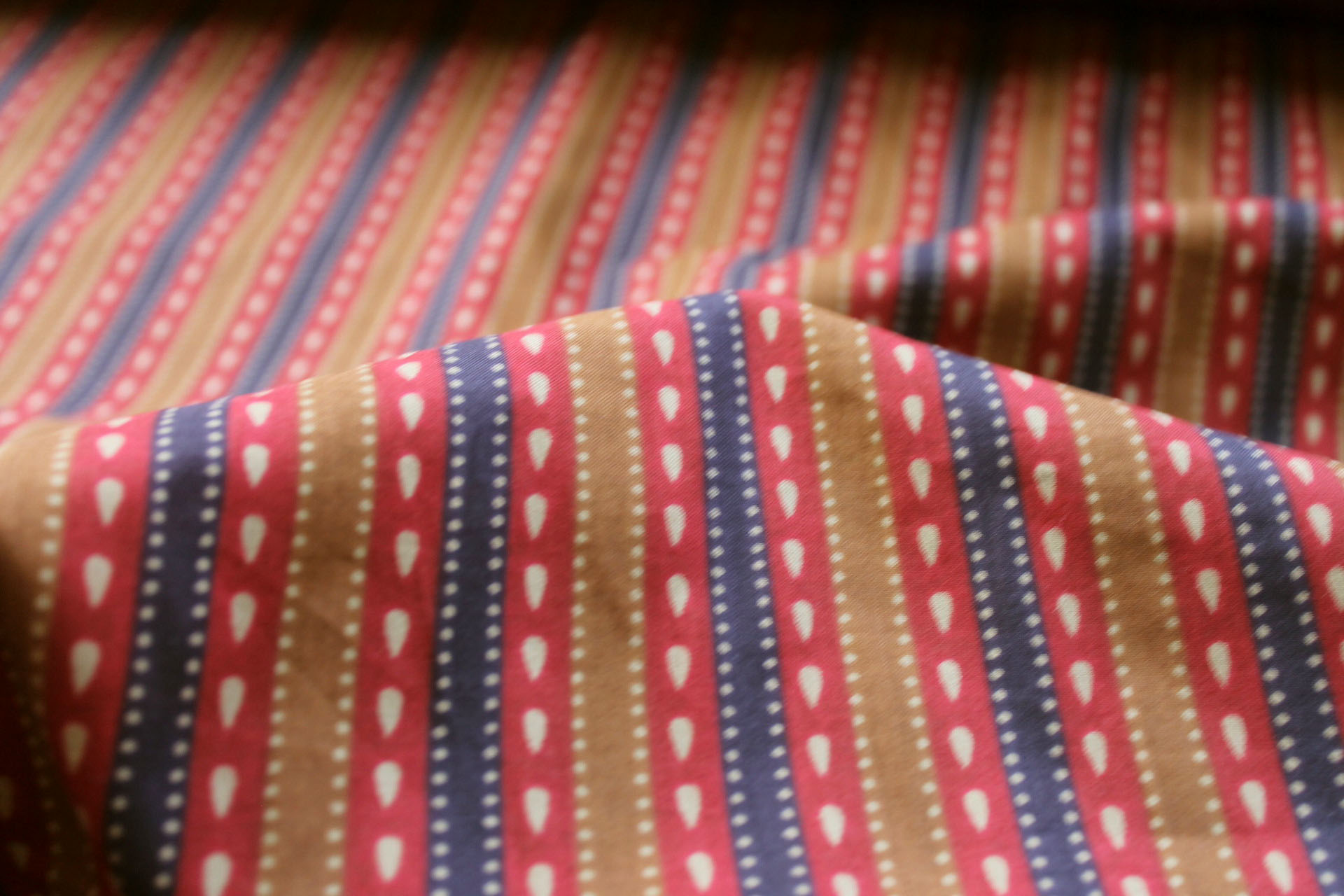 Printed Cotton Lawn - Black, Caramel and Dark Red Stripes fabric, image 5 of 5
