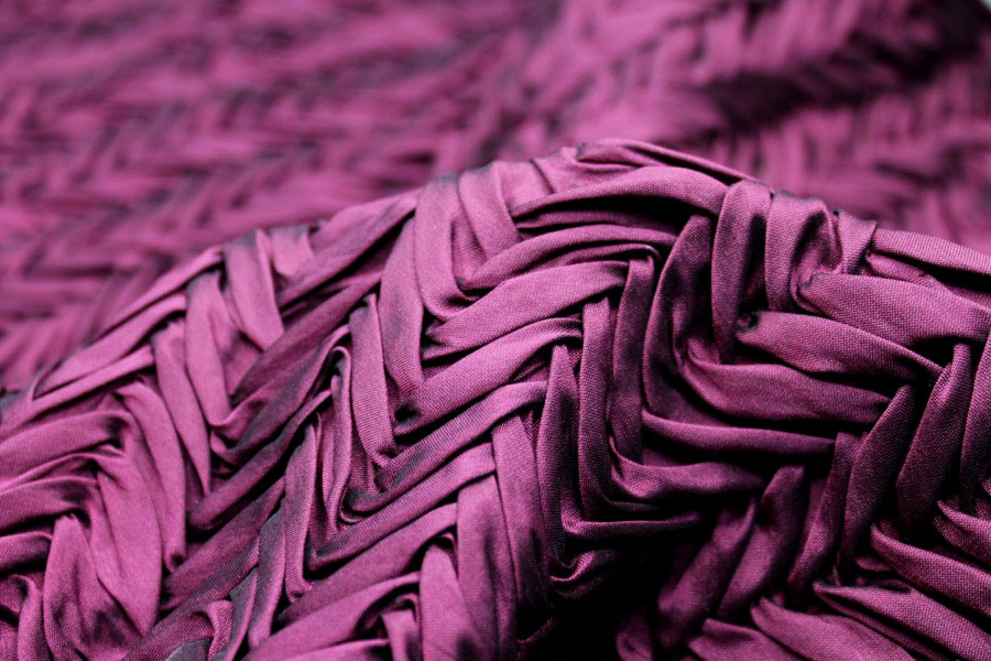 Pleated Poly Dupion - Maroon fabric, image 7 of 7