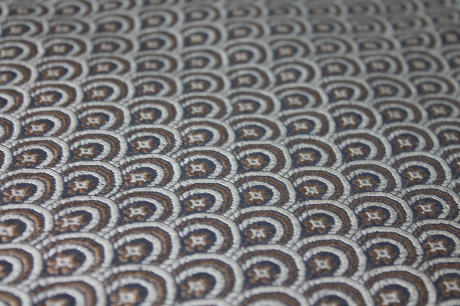 Banaras Brocade - Charcoal, Ivory and Gold Scale Pattern fabric, image 2 of 7